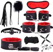 Metal Handcuffs for Female Male Stainless Steel Wrist Ankle Cuff Bondage Restraints Slave Fetish Bracelet Restraints SM Sex Toys Leopard (Red)
