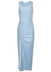 Rabanne Ruched Satin-jersey Midi Dress - Blue - 38 (UK10 / S) 38 (UK10 / S)