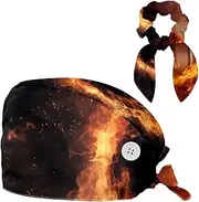[YTYVAGT] Scrub Caps Women,Scrub Hats Suitable for Women,Flame and Retro Basketball