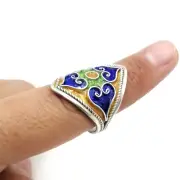 Handmade African Berber Kabyle Enamel Silver Ring Jewelry Tuareg Tribal Elegance