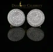 925 Sterling Yellow Silver 1.94ct Cubic Zirconia Round Women's Stud Earrings