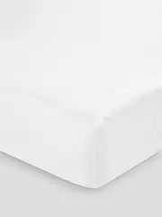 Linen House 01725G634 300TC Cotton Percale King Bed Fitted Sheet, White