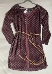 Sundance Ali Shift dress Large Boho Floral Braided Belt Mini New
