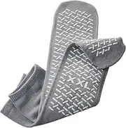 [Gagaciso] XX-Large Non Slip Socks, Gripper Socks; Yoga Socks, Pilates Socks, Barre Socks; Hospital Socks Men; Grippy Socks Men & Women; Grip Socks For Yoga, Assisted Living (Non Skid) (Gray) (XXL) (Premium) (3)
