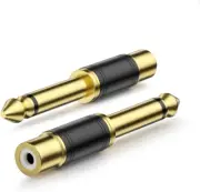 2-Pack RCA to 1/4 Inch Audio Adapter, 6.35Mm Mono Plug to RCA Female