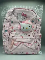 Hello Kitty Backpack School Bag Classic Theme Pink with Mini Coin Purse, NEW