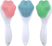 3Pcs Silicone Face Scrubber Brush Manual Handheld Facial Cleansing Brush Soft Bristles Waterproof Face Wash Brushes Exfoliator Blackhead Brush for Skin Care Makeup Residues Removal Sensitive Dry Skin