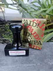 New Vintage Avon "Paid!" Stamp Spicy After Shave Bottle Glass Old Stock W/ Box