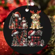 Reindeer Labrador Retriever Dog Love Buffallo Plaid Christmas Ornament Gift