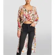 NWT All Saints Avala Leondra High Low Top floral blouse sheer size 2
