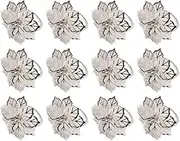 12pcs/Set Simple and Elegant Round Edge Napkin Rings for Table - High-end Texture Wedding Metal Napkin Rings Alloy, Silver