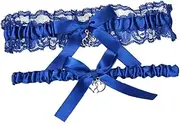 [LIFKOME] Classical Style Bowknot Ring Elastic Lace Leg Ring for Wedding Comfortable for Women Blue