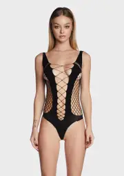 Splitting Up Fishnet Bodysuit
