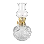 Indoor and Outdoor Classic Kerosene Lamp, Old-Fashioned Retro Glass Oil Lamp, Transparent Base Oil Lamp, Adjustable Brightness, 18.5 Cm, Creative Desktop Decoration,Clear