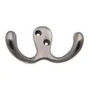 *SATIN NICKLE DOUBLE PRONG COAT, ROBE, TOWEL UTILITY HOOK FREE SHIPPING