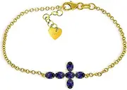 [Galaxy Gold GG] Galaxy Gold 1.7 Carat 14K Solid Gold Cross Bracelet Natural Sapphire
