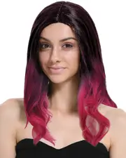 Black Pink Costume Wavy Wig