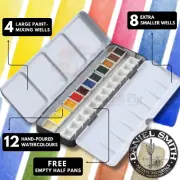 Daniel Smith Extra Fine Watercolours 12 Half Pan Set, Paint in Metal Tin