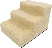Dog Stairs Ramp for Beds Couches, Anti Slip Dog Ramp Steps with Fabric Cover,3 Tiers Dog Ramp for High Beds, Dog Steps for Bed, Pet Steps for Small Dogs and Cats (Yellow)