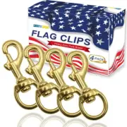 Flag Clips 4 Pack Heavy Duty Brass Swivel Snaps Hook for Rope, Flag Pole Hard...