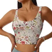 [CADREWY] Flower Leaf Print Lightweight Summer to Winter Fashion Women Sports Vest Yoga Workout Vest for Women