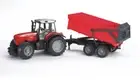 Tractor Massey Ferguson 7480 with trailer Bruder Toy Car Model 1/16 1:16