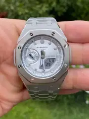 New Casio G-Shock GA2100 Custom Modification MOD All SILVER Color 2025