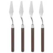 4pcs 17mm No.3 Painting Palette Knives Stainless Steel Spatula Red Wood Handle