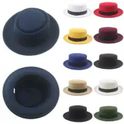 Fedora Gambler Hat Wool Pork Pie Boater Flat Top Felt Wide Brim Fashion Caps