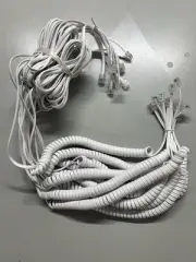 Barely Off White Landline Phone Long Handset Cord Generic Curly Light Ivory 25Ft