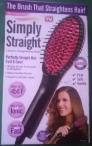 NEW Simply Straight Ceramic Brush Hair Straightener Brush 450F Ionic Fast