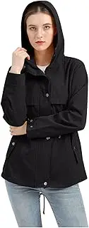 [WUANDIXFA] Jackets for Women Mid Long Snow Coat with Pocket Outdoor Walking Lightweight Windbreaker Hooded