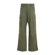 [Off White] Off White-Army Green Cotton Straight Cargo Pant-Uomo 48 IT