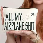 Funny Zipped Pouch Bag-Makeup Travel Organiser-All My Airplane Shit- 22 x 18cm