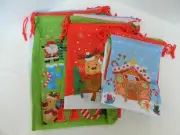 Reusable Christmas Drawstring Gift Bags - 3 sizes - 12 count