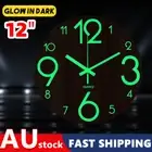 12 inch Indoor Glow In Dark Wall Clock Luminous Non Ticking Quartz Modern Decor