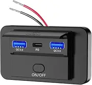 66W 12V Charger Panel Wall Mount QC3.0+PD3.0+QC3.0 USB Outlet Charger Socket Power Outlet for Car Marine Bus RV Truck