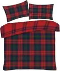 Check King Size Duvet Cover Set - 100% Polyester - Reversible Bedding Bed with