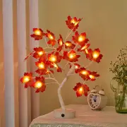 ANYHOUZ Table Lamp Mapple Leaves 24 LED Bonsai Tree Desk Light USB Rechargeable For Living Room
