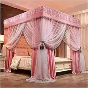 Princess Bed Curtains Canopy 4 Poster Bed Canopy Girls Canopy for Bedroom Mosquito Net Blackout King Size Bed Canopy with Metal Bracket(Size:1.8×2m/5.9×6.6ft)
