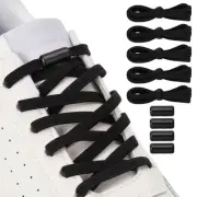 No Tie Shoelaces Tieless Elastic Shoe Laces 5Pcs with 4 Metal Buckles, Black