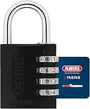 ABUS Combination Lock 145/40 Black - Suitcase Lock, Locker Lock and Much More - Aluminium Padlock - Individually Adjustable Number Code - ABUS Security Level 4