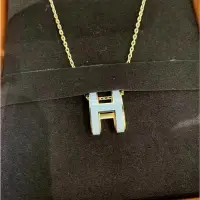 在飛比找Yahoo!奇摩拍賣優惠-Hermès 愛馬仕 經典 Pop H 立體簍空橢圓 項鍊 