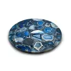 Round Blue Agate Coffee Table Top Console Bar Modern Arts Furniture Hallway Deco