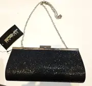 NEW W TAG Sasha of New York Black Sparkle Bag with Shoulder Strap