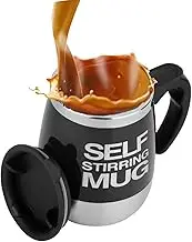 Mengshen Self Stirring Coffee Mug - Automaticmatic Electric Stir Stainless Steel Mixing Cup for Morning Office Travelling 400ml,MS-A006A Black