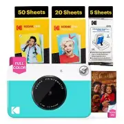 Kodak Printomatic 5MP Instant Print Camera (Blue) Photo Paper 75 Sheets Bundle