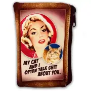 Retro A Go Go Convenient Coin Purse. “My Cat And I Often Talk… Brand New Release