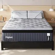 [DIGLANT] Queen Mattress, 14Inch Medium Queen Hybrid Mattress,Cooling Gel Memory Foam & 7-Zone Individual Pocket Springs, Queen Size Mattress in Box for Supportive & Pressure Relief,60 x 80