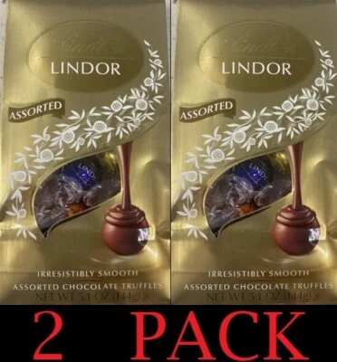 2x Lindt LINDOR Assorted Chocolate Truffles 5.1 oz Bag - 3 FLAVORS - 2 PACK